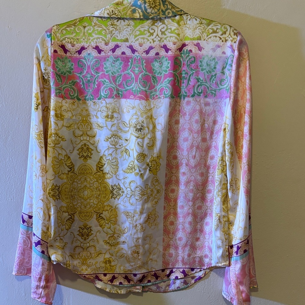 Zara Multicolor Patchwork Button Down Shirt - image 5